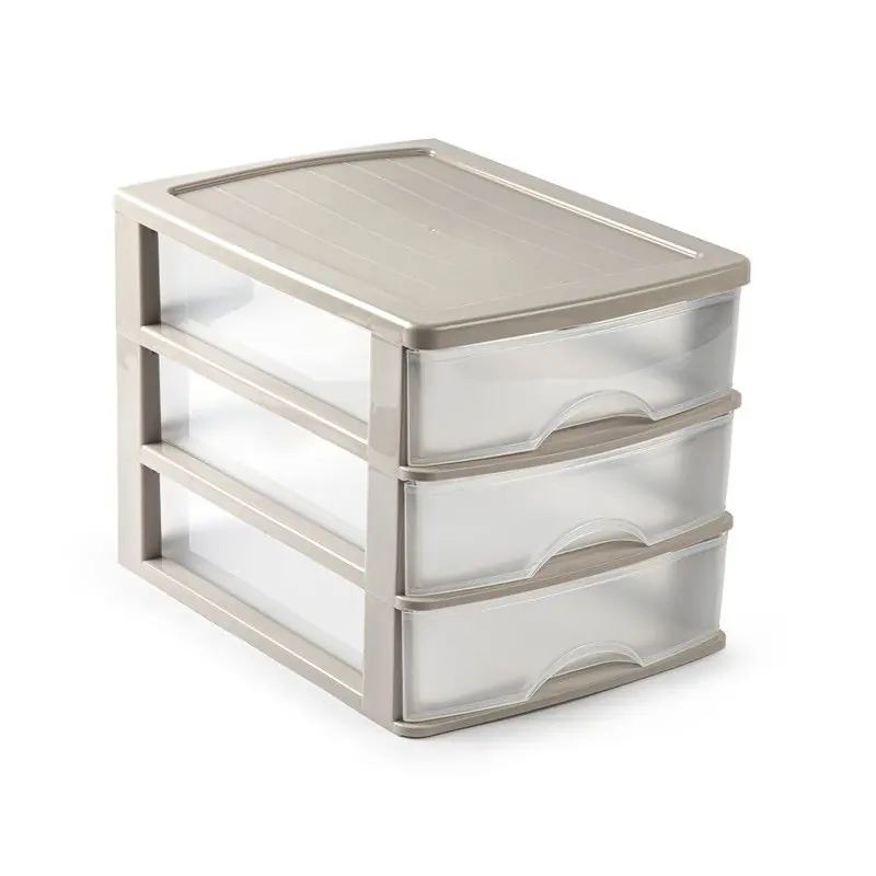 Plasticforte Ladeblok - taupe - 3 lades - L35,5xB27xH26 - organizer - Ladeblok Flitsaanbieding