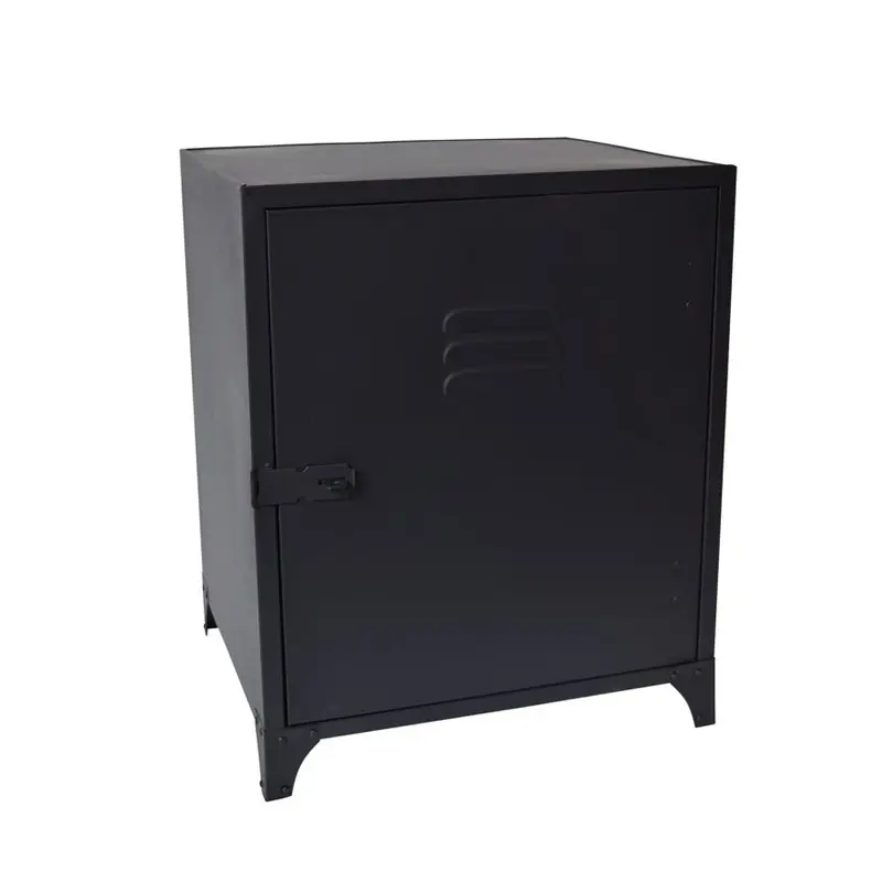 Ambachtelijk LOFT42 Locker Nachtkastje - Metaal - Mat Zwart - 50x40x35