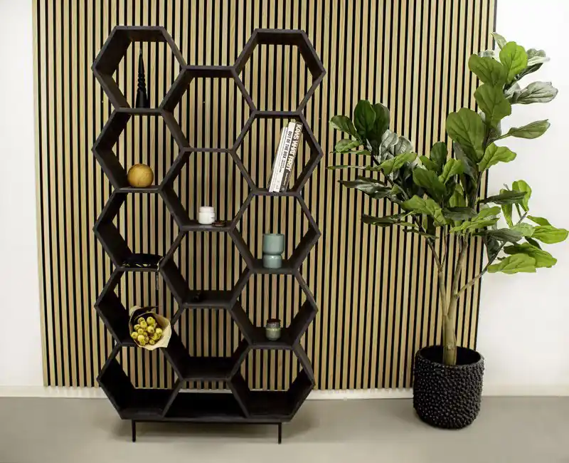 Kick open wandkast Hexagon - Antraciet Modern