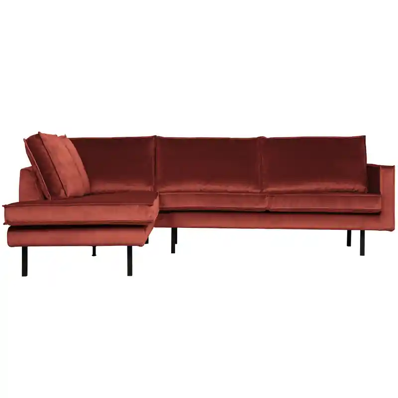 Authentiek WOOOD Rodeo Hoekbank Links - Velvet - Chestnut - 85x266x86/213
