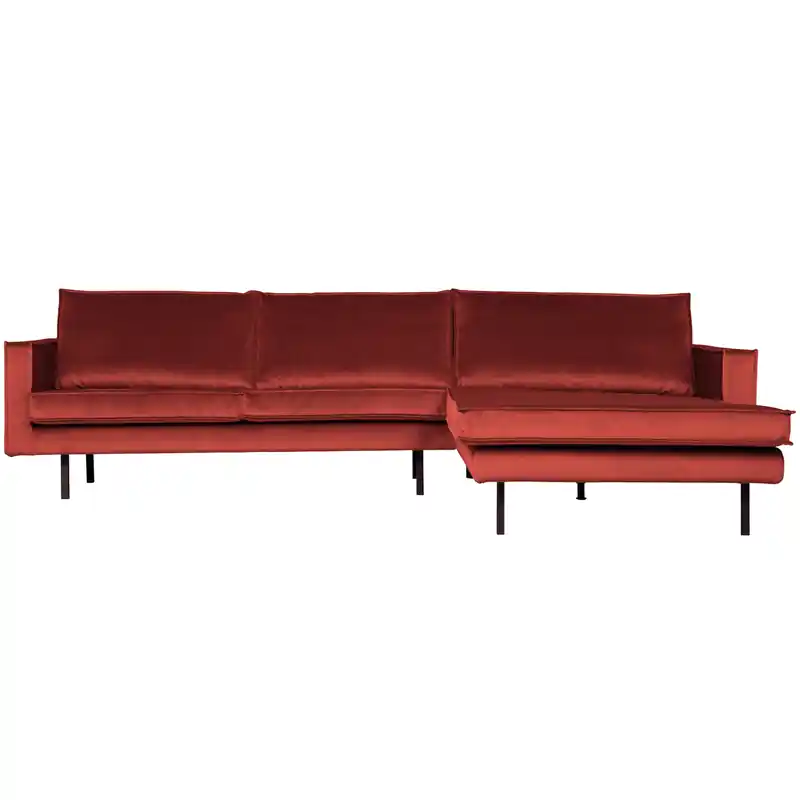 Actieprijs WOOOD Rodeo Chaise Longue Rechts - Velvet - Chestnut - 85x300x155