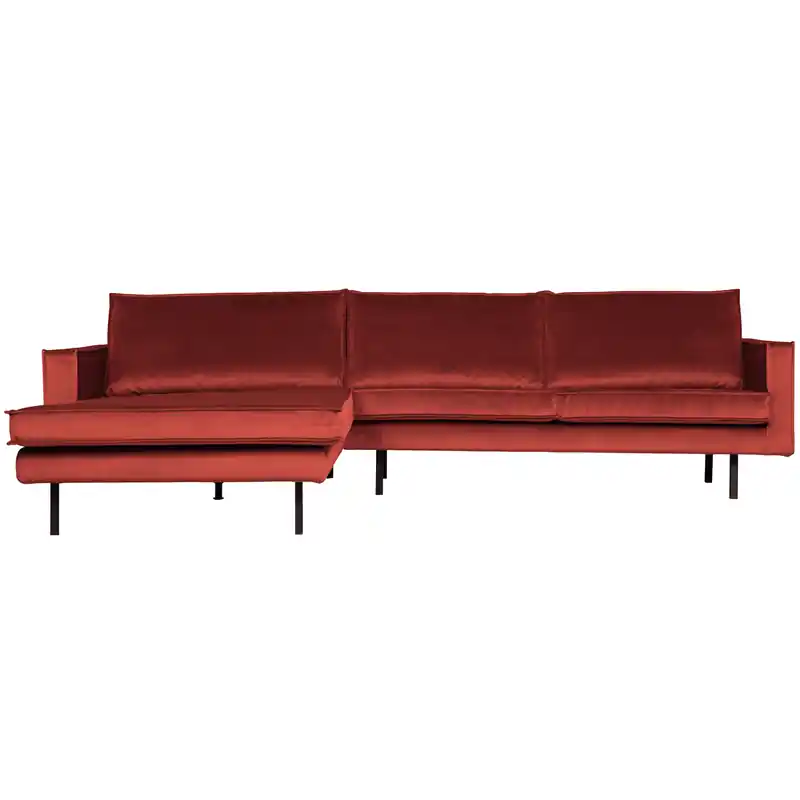 Populair WOOOD Rodeo Chaise Longue Links - Velvet - Chestnut - 85x300x155