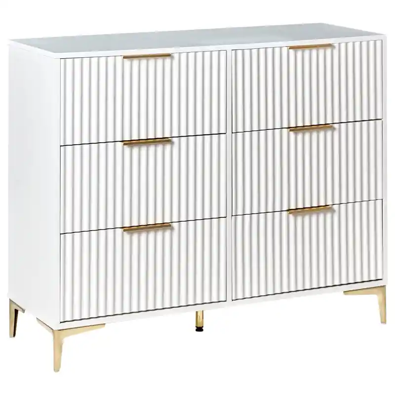 WALCOTT - Ladekast met 6 lades - Wit - MDF Garantie Inbegrepen