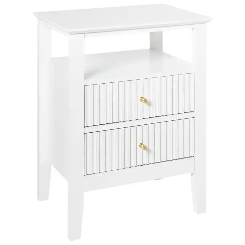 ASSISI - Nachtkastje 2 lade - Wit - MDF Luxe
