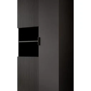 Voordeelprijs Meubella - Vitrinekast Nicola - Mat zwart - 80 cm