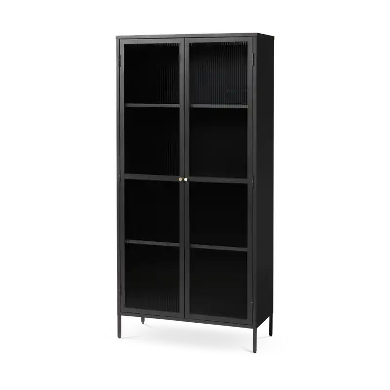 Topkwaliteit Katja metalen vitrinekast zwart - 90 x 190 cm