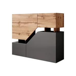 Beperkt Aanbod Meubella - Dressoir Canberra - Eiken - Antraciet - 120 cm
