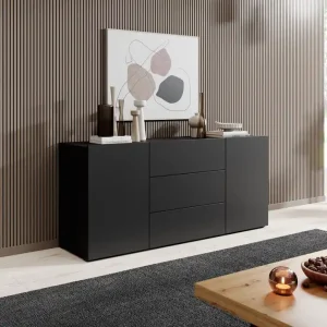 Meubella - Dressoir Asilento - Mat zwart - 140 cm Koop Online