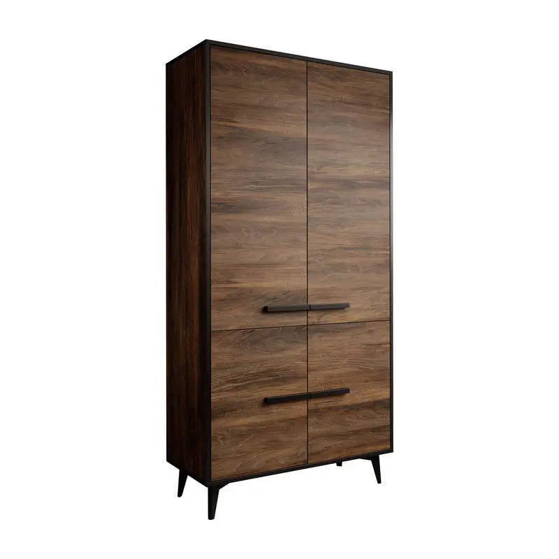 Gecertificeerd Meubella - Kledingkast Frey - Donker eiken - Zwart - 92 cm