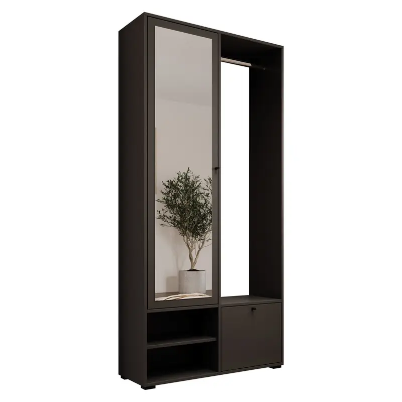 Meubella - Halkast Deacon - Zwart - 90 cm - Met spiegel Lage Kosten