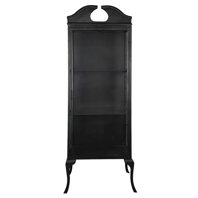 Clayre & Eef Vitrinekast 68x43x181 cm Zwart Metaal Plaats Bestelling