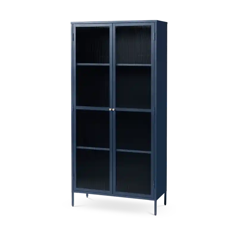 Shop Nu Katja metalen vitrinekast blauw - 90 x 190 cm