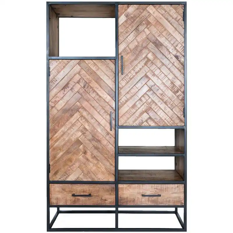 Tijdelijk Beschikbaar Kast Roan Visgraat - Bruin Mangohout - 180 x 110 cm
