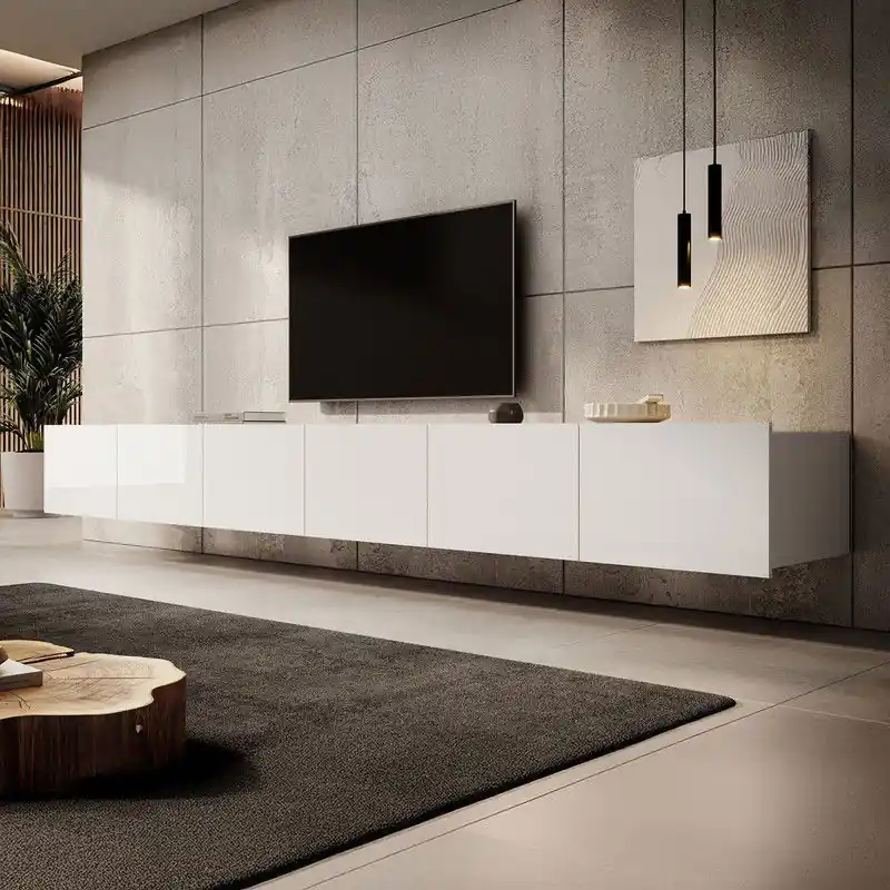 Meubella - TV-Meubel Calabas - Wit - 300 cm Populair