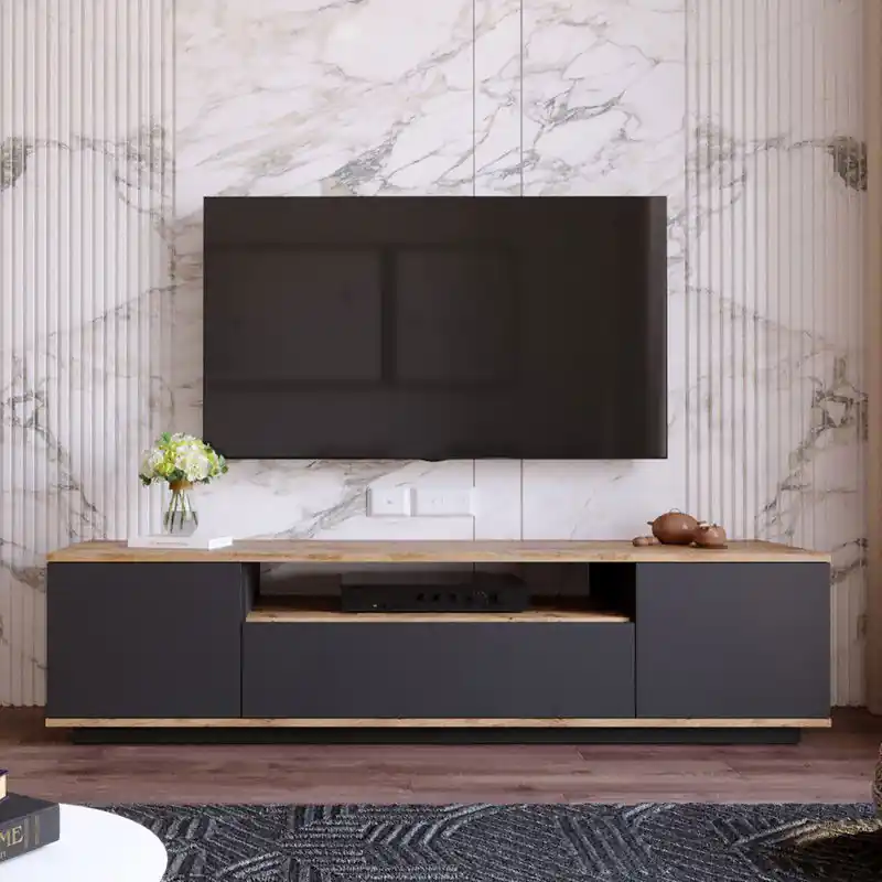 Direct Verzonden TV Meubel Vesper Atlantisch Dennenhout Antraciet Melamine 180x44,6x44,5 cm