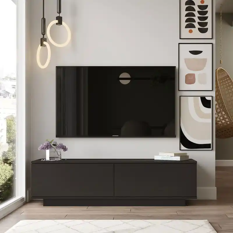 Beperkt Aanbod TV Meubel Merida Zwart Melamine 140x38,2x35,5 cm