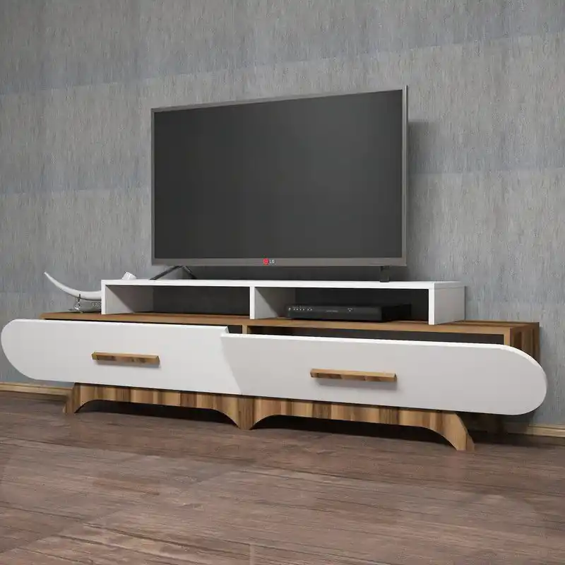 Koop Vandaag TV Meubel Flora Walnoot Wit Melamine 205x50x36,8 cm