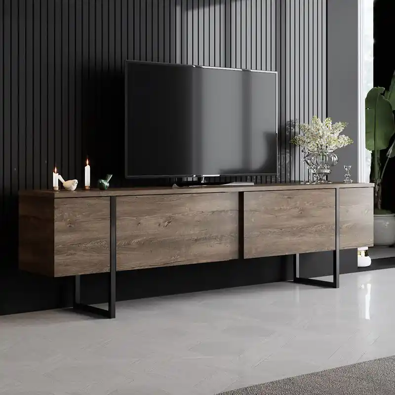 Voordeelprijs TV Meubel Luxe Walnoot Zwart Melamine 180x50x30 cm