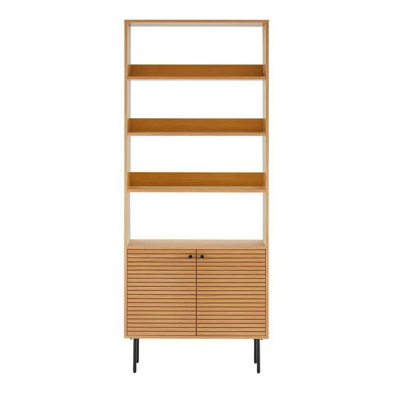 Boekenkast Naturel Eikenfineer - 80x30x200cm - Kyoto Populair