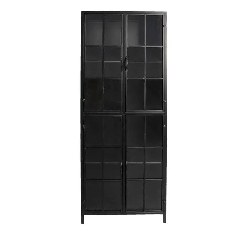 Laatste Kans Clayre & Eef Vitrinekast 60x43x171 cm Zwart Metaal