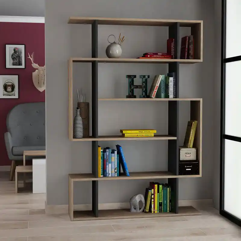 Superprijs Boekenkast Mito Sonoma Eik Antraciet Melamine 110x161x25,5 cm