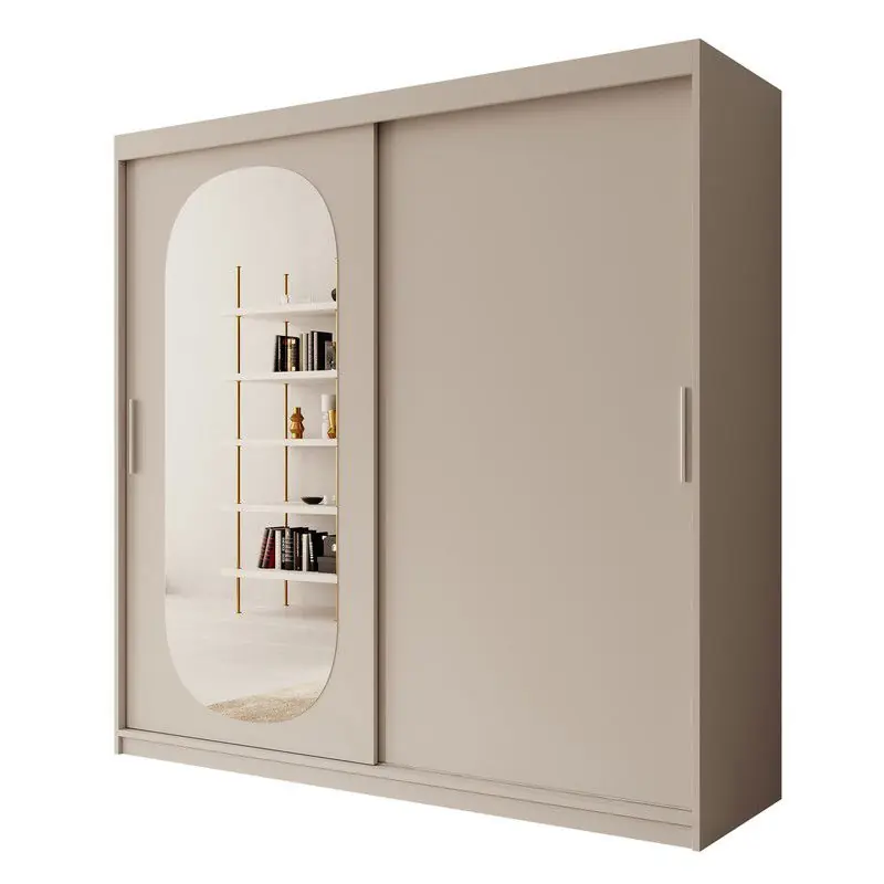 Actieprijs Meubella - Kledingkast Bodhi - Beige - 200 cm - Met spiegel