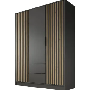 Koop Online Meubella - Kledingkast Nairobi - Antraciet - Eiken - 155 cm