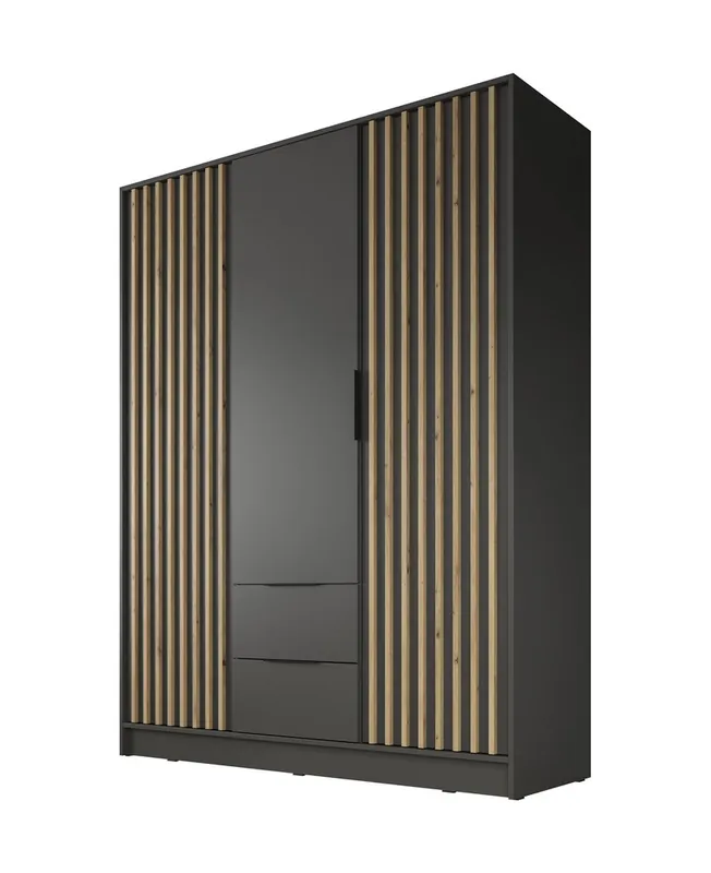 Koop Online Meubella - Kledingkast Nairobi - Antraciet - Eiken - 155 cm