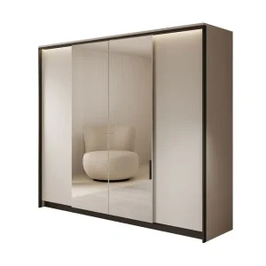 Flitsaanbieding Meubella - Kledingkast Genesis - Grijs - 250 cm - Met spiegel