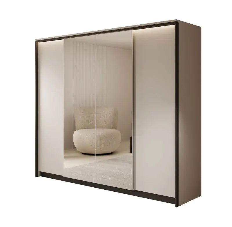 Flitsaanbieding Meubella - Kledingkast Genesis - Grijs - 250 cm - Met spiegel