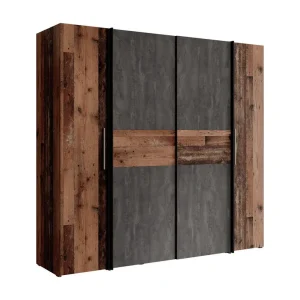 Meubella - Kledingkast Kassel - Old wood - Grijs - 200 cm Op = Op