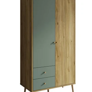 Meubella - Kledingkast Wally - Groen - 95 cm Op = Op