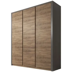 Beperkt Aanbod Meubella - Kledingkast Monaco - Eiken - Grijs - 166 cm