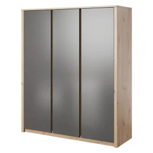 Gratis Verzending Meubella - Kledingkast Melody - Grijs - Eiken - 166 cm