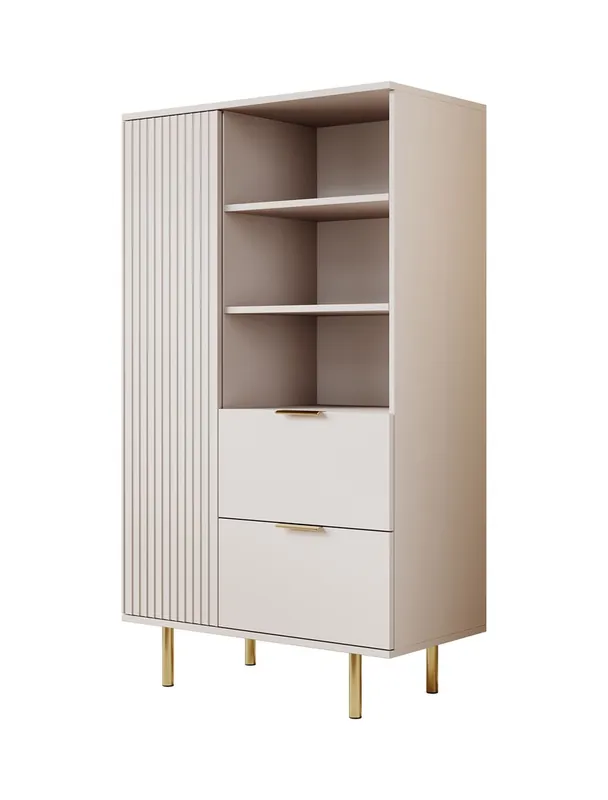 Op = Op Meubella - Vitrinekast Nicola - Beige - 80 cm - Laag
