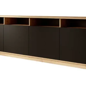 Budget Meubella - Dressoir Acuna - Mat zwart - Eiken - 238 cm