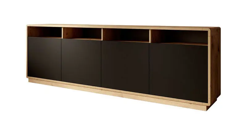 Budget Meubella - Dressoir Acuna - Mat zwart - Eiken - 238 cm