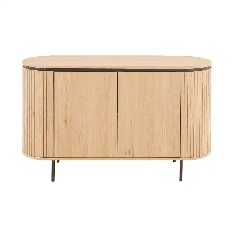 Koop Vandaag Dressoir met 2 deuren en zijkanten met groefeffect L120 cm - MALAGA