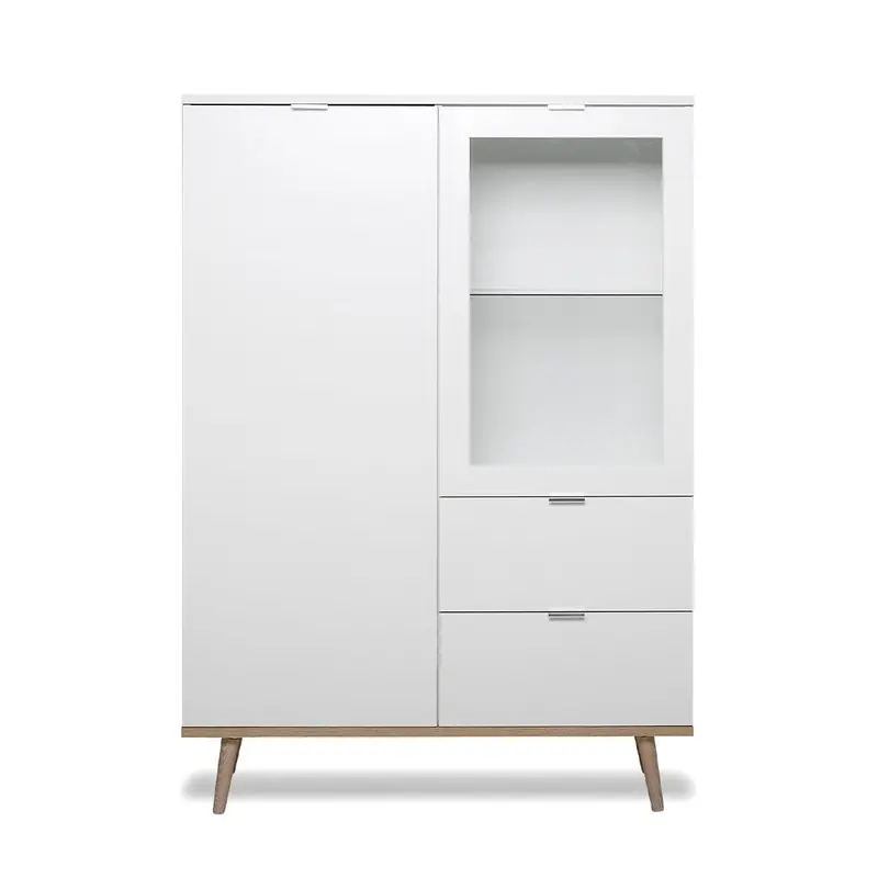 Flitsaanbieding Hoge buffetkast 2 deuren 2 laden - H140 cm - Copenhague