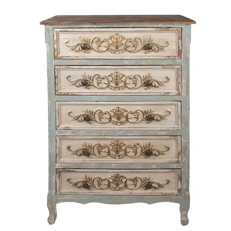 Beste Prijs Clayre & Eef Dressoir 79x37x120 cm Beige Hout