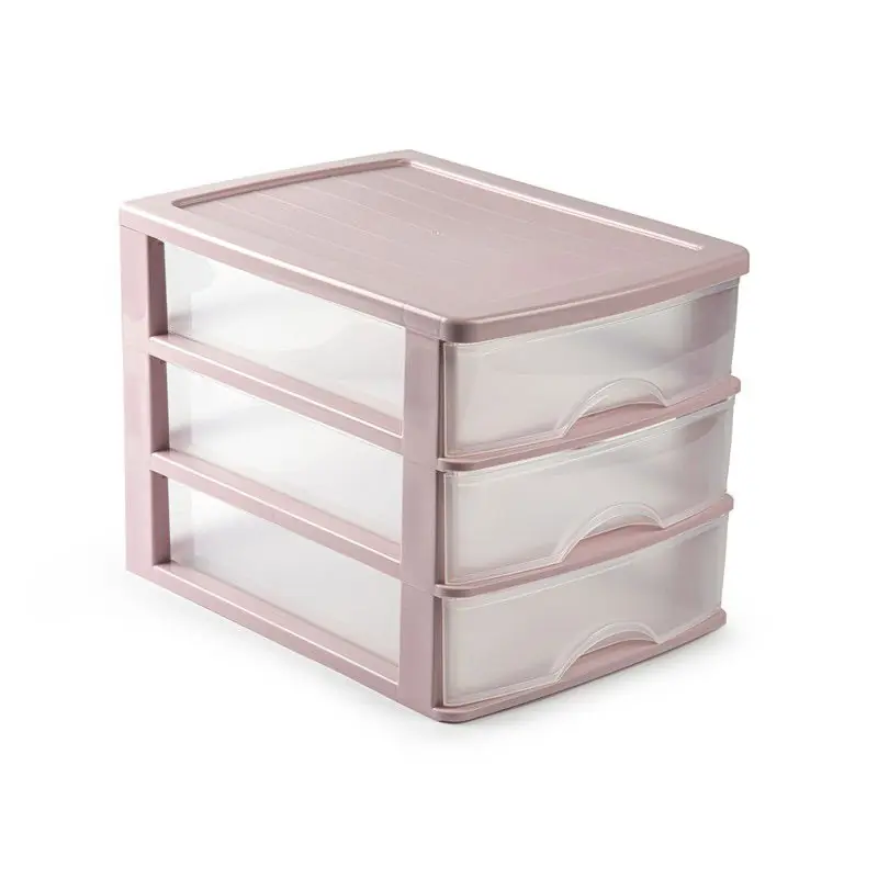 Korting Plasticforte Ladeblok - roze - 3 lades - L35,5xB27xH26 - organizer - Ladeblok