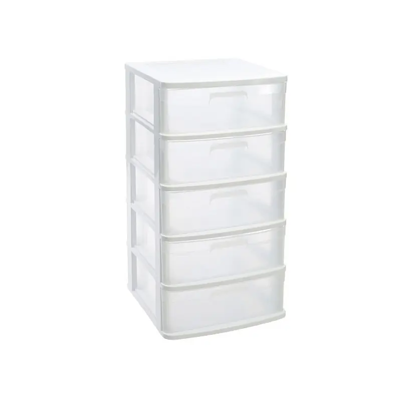 Bulkbestelling Plasticforte Ladeblok 5x lades - wit/transparant - L40 x B39 x H81 cm - Ladeblok