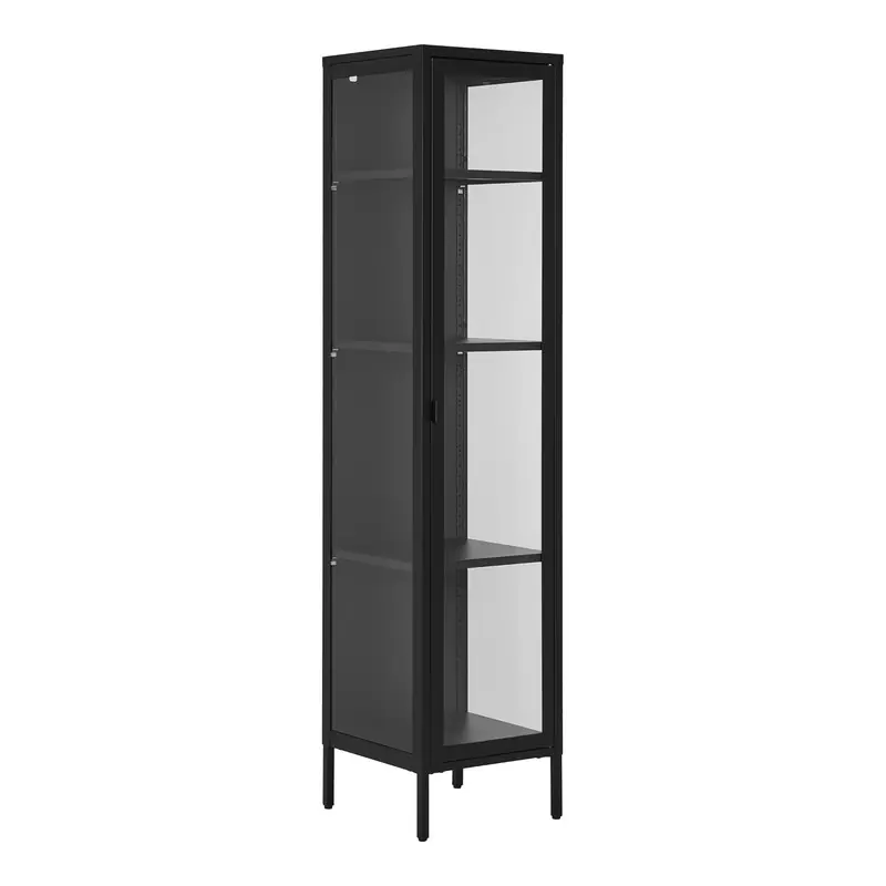 Vitrinekast Zwart Metaal - 1 Deur - 40x35x180cm - Brisbane Express Levering