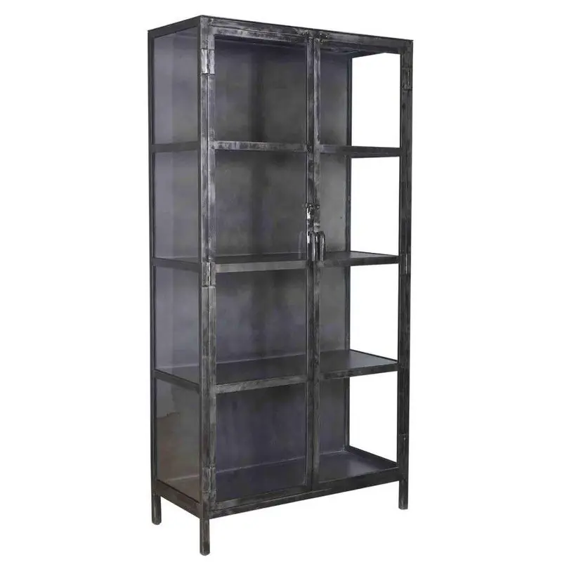 Modern Vitrinekast Zwart -Metaal - 2-Deurs - Kast Rift Metal