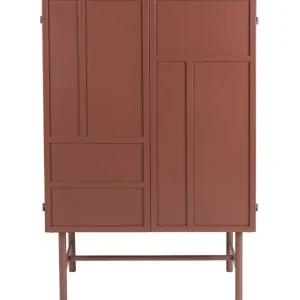 Aanbieding Wandkast Rood Metaal - 35x70x160cm - Davis
