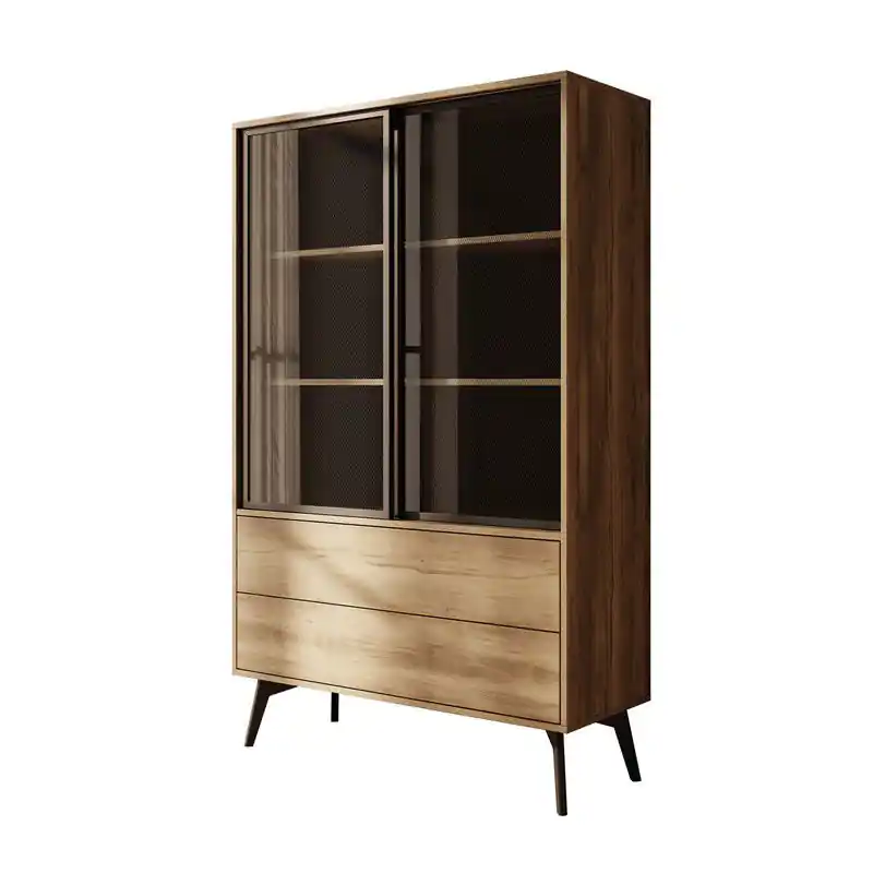 Limited Edition Meubella - Spa - Vitrinekast - Eiken - 100x39x165 cm