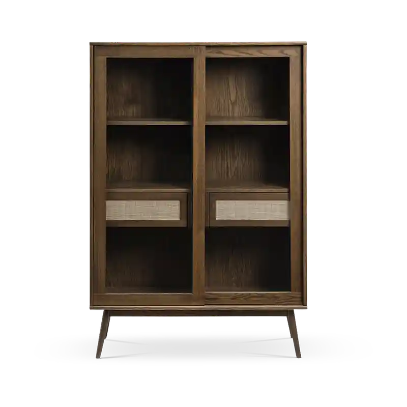 Bestseller Boas houten vitrinekast gerookt eiken - 160 x 40 cm