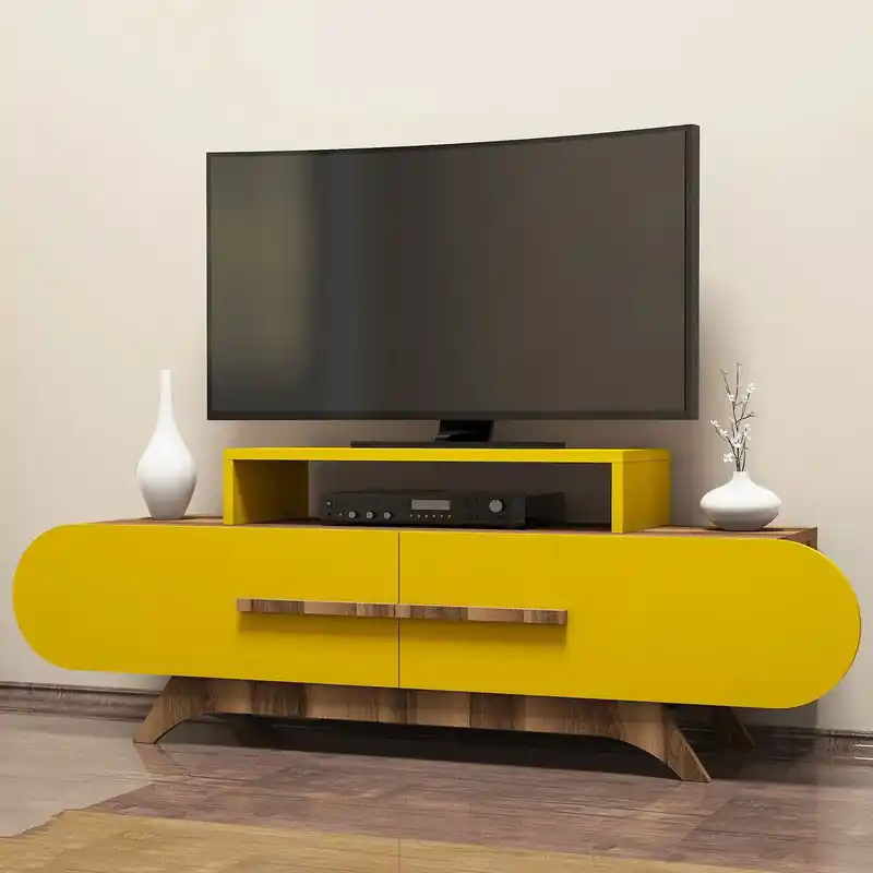 Koopje TV Meubel Rose Walnoot Geel Melamine 145x49,8x36,8 cm