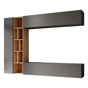 Meubella - Wandmeubel Kastila - Grijs - Eiken Speciale Aanbieding