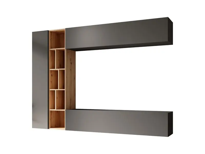 Meubella - Wandmeubel Kastila - Grijs - Eiken Speciale Aanbieding